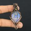 Natural Rainbow Moonstone Gemstone Copper Wire Wrap Pendant Gift 2.15" C3v83