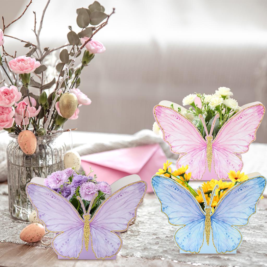 6 Stück Schmetterling Blume Süßigkeitenboxen Schokoladenverpackungsbeutel für Hochzeit Babyparty Geburtstagsfeier Zubehör Geschenkverpackungsbox