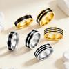 Japanese Korean INS Style Black Stripe Stainless Steel Couple Ring Set