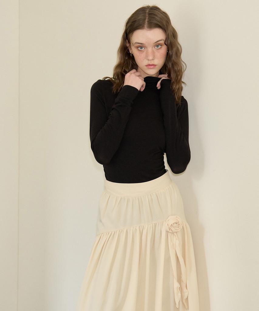 Salon De Yon Corsage Point Shirring Skirt_ Ivory