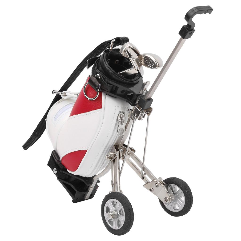 Desktop Golf Pen Set 3 Ballpoint Pens and Mini Bag Zinc Alloy Golf Pen Holding BagRed White
