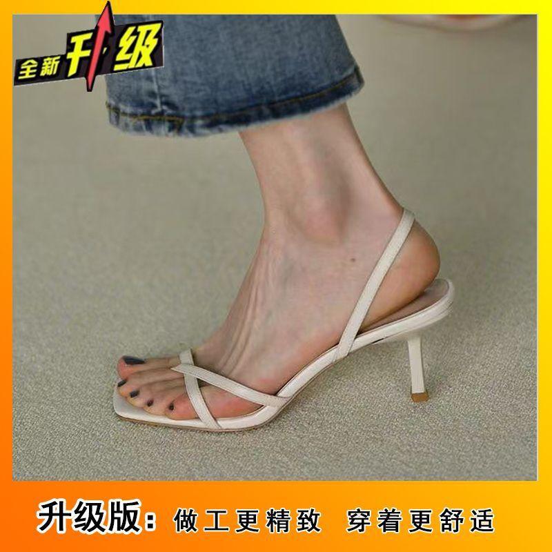 Стильные и удобные женские босоножки на шпильке весенне-летние высококлассные простые босоножки с квадратным носком для женщин 40 3100₽