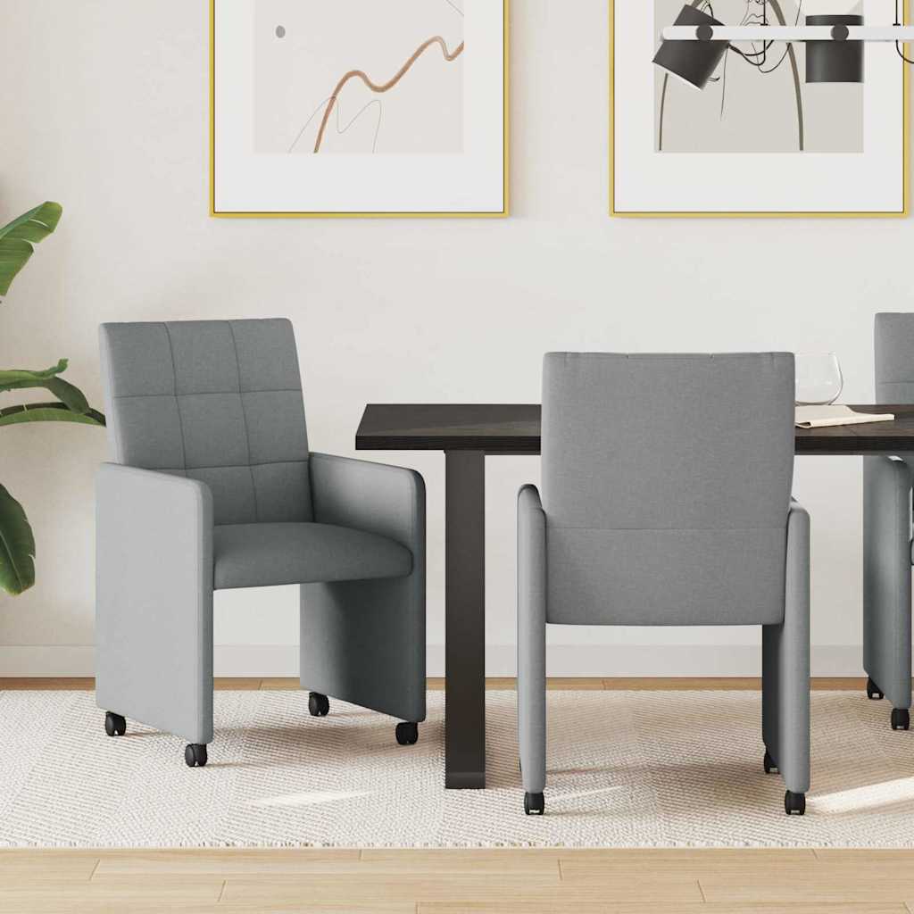 Dining Chairs with Casters 2 pcs Light Grey 58 x 65 x 94 cm Fabric
