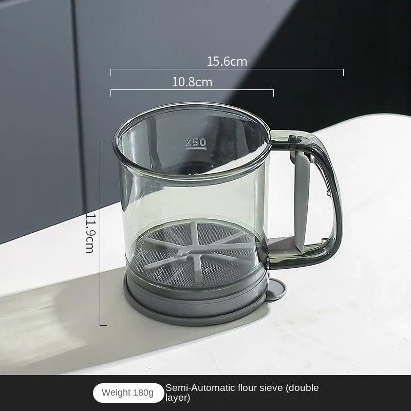 

Кухонное сито для муки, ручное полуавтоматическое сито для сахара, шейкер для порошка, ручка, мерный стакан, инструмент для изготовления кухонных инструментов для выпечки