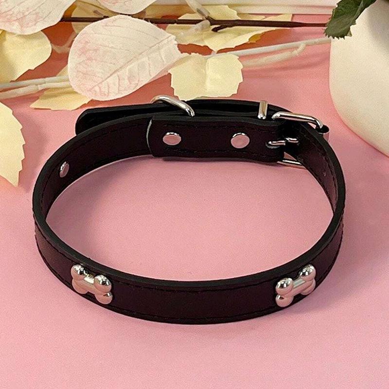 Leather No-Choke Pet Collar for Small and Medium Dogs and Cats