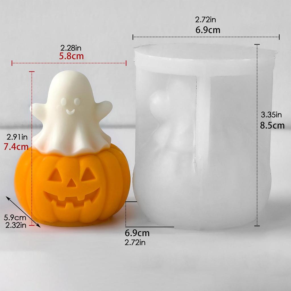 3D Halloween Ghost Standing Pumpkin Cement Casting Molds Silicone Dessert Cement Chocolate Soap Wax Candles Clay Resin Crafts