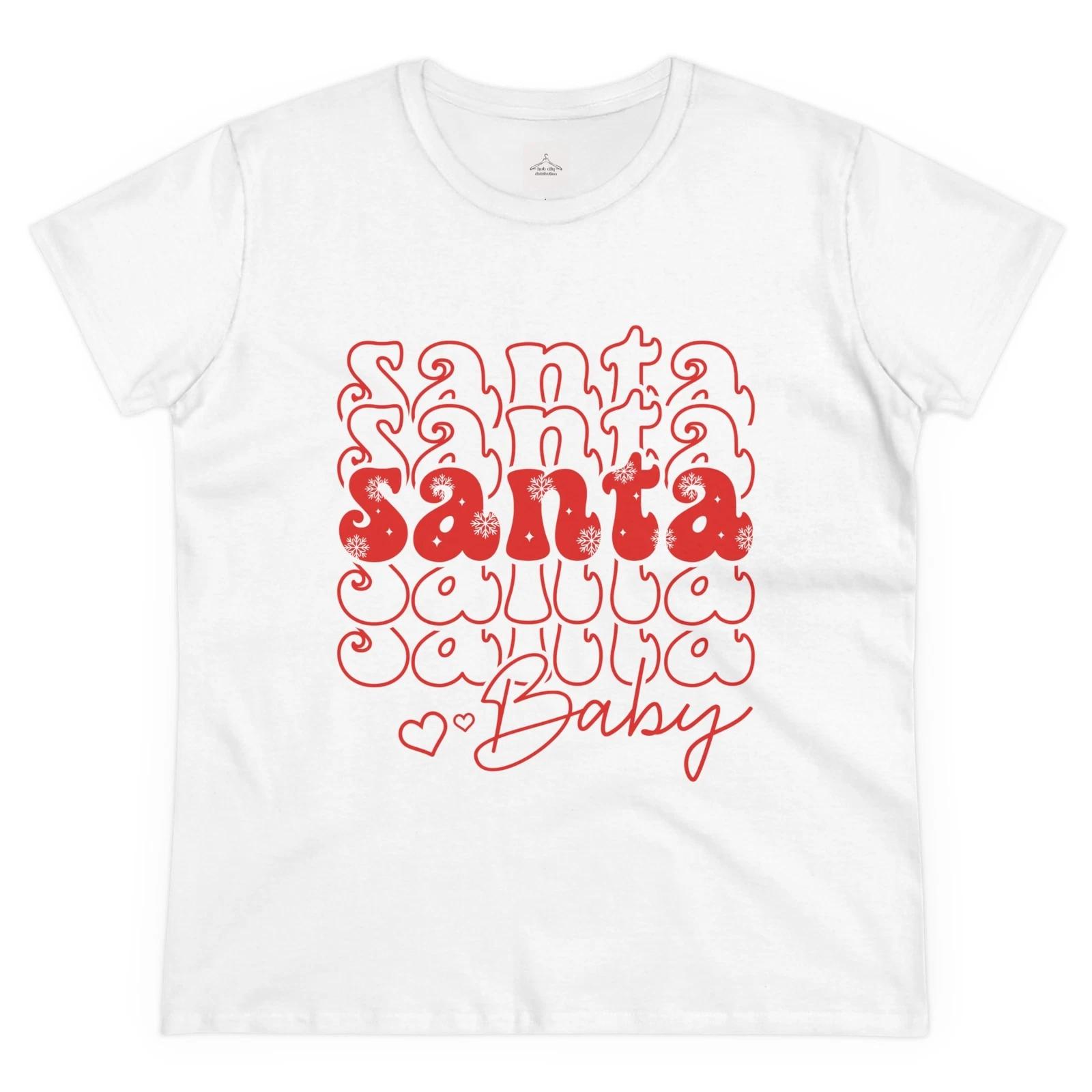 

Festive Santa Baby Tee, Christmas Shirt, Holiday Top, Gift for Her, Winter Wear M
