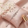 Women Fashion Gold Plated Interlocking Double Heart Zircon Bracelet Thin Double Chain Love Friendship Bracelet Bulk
