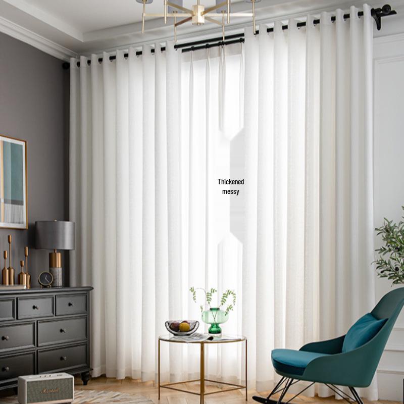 Light-Filtering White Sheer Curtain Fabric for Living Room, Bedroom & Balcony