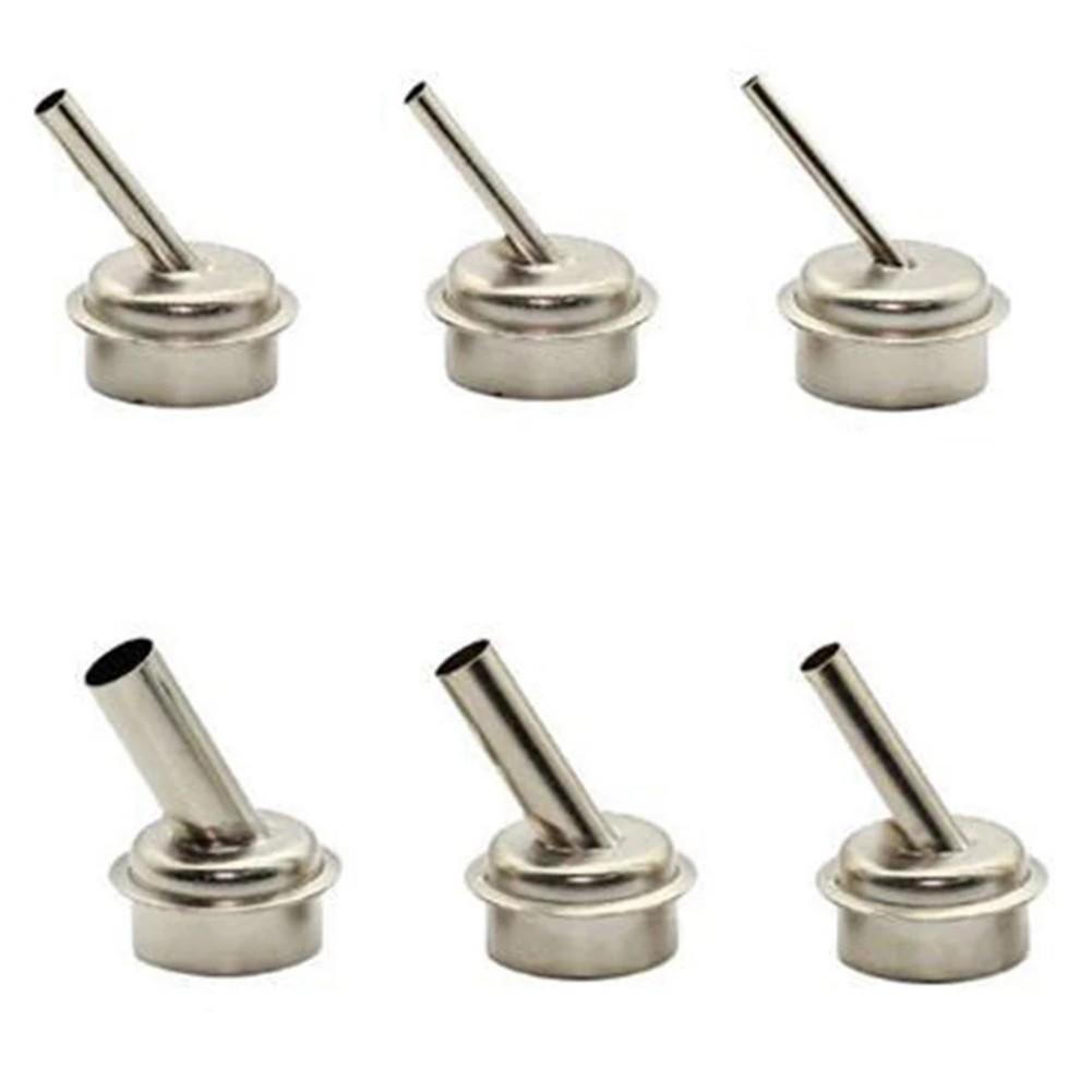 6pcs 45 Degree Curved Nozzles for QUICK 861DW Hot Air Rework Station Stainless Steel Compatible with Various Applications