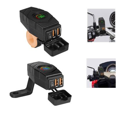 36w Motorcycle Charger Waterproof Dual QC 3.0 USB Quick Charger 12V-24V Autocycle USB Socket With Voltmeter Fast Power Adapter