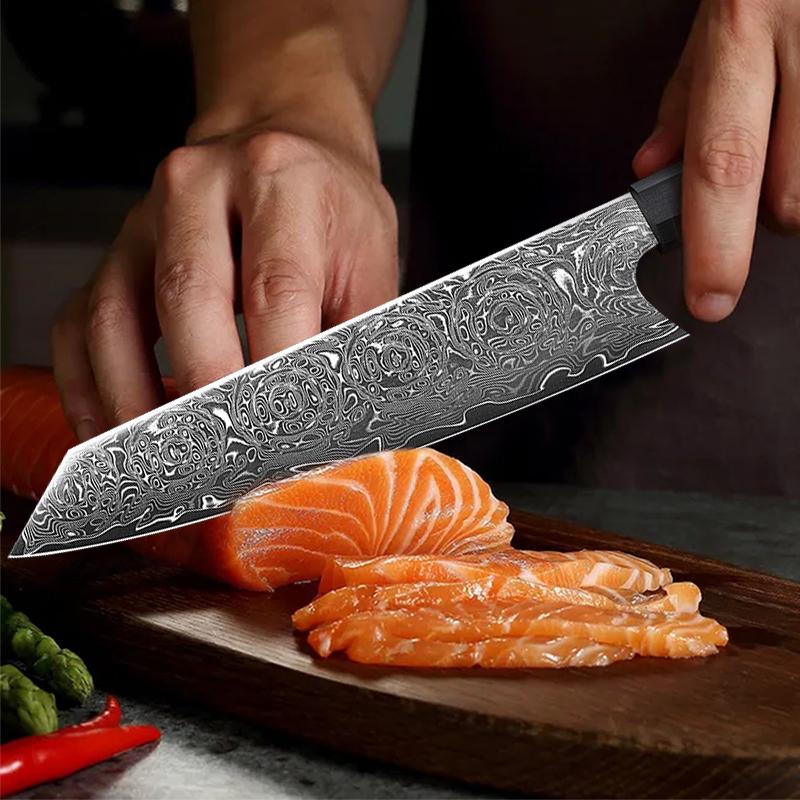 WXCOO 8inch Japanese Santoku Knife Kitchen Knives Household Kiritsuke Steel Damascus 67 Layer Fruit Vegetable Knife Accessories