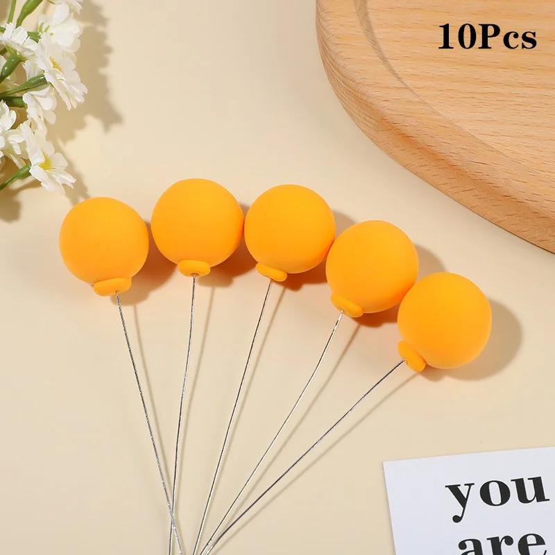 

10Pcs Balloon Cake Topper Colorful Ball Cake Picks Reusable Round Clay Balloons Cupcake Toppers for Wedding Anniversary Birthday оранжевый