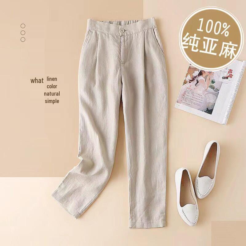 Fustă Midi A-Line Retro de Vară pentru Femei din In Pur cu Talie Înaltă