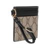 Gucci GG Emblem Iconic Brand Logo Print Coated Canvas Card Holder Women's Beige and Dark Brown