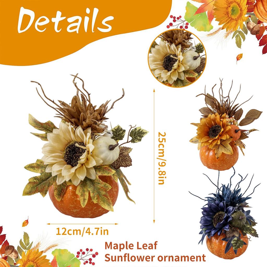 Thanksgiving Festival Large Pumpkin Ornament Home Decoration Desktop Maple Leaf Sunflower Ornament