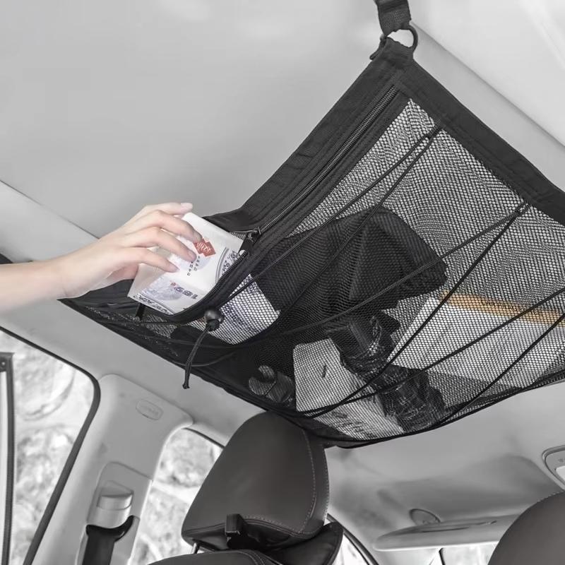 1PC Storage Net Space-saving Storage Top Net Luggage Net Polyester Car Mesh Bag Convenient Car Supplies Hanging Type Car Mesh Bag