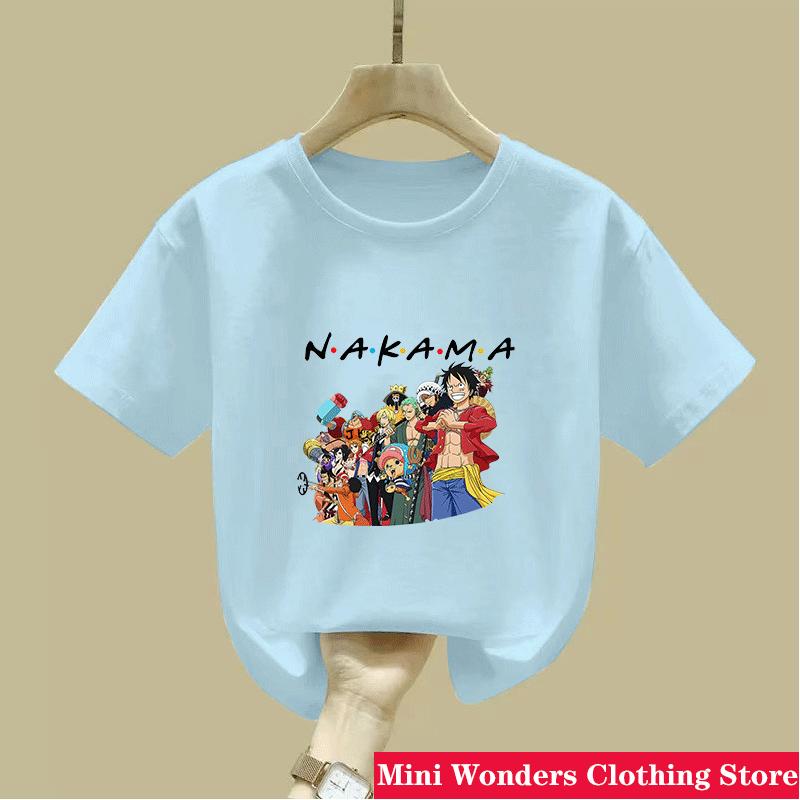 Koszulka z kreskówkowym anime One Pieces Luffy dla dzieci, chłopcy, pochłaniająca pot, oddychająca koszulka, letnie ubrania dla nastolatków