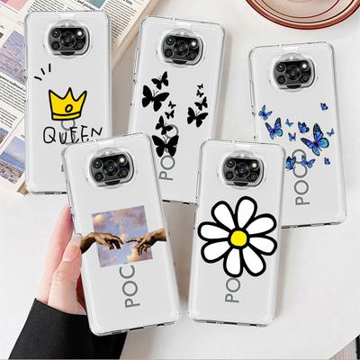 Klare Hülle für Xiaomi Mi Poco X3 NFC M3 Pro F3 F1 11 Lite 12 Redmi Note 10 9S 8 7 9 Weiche Handyhülle Blumen Herz