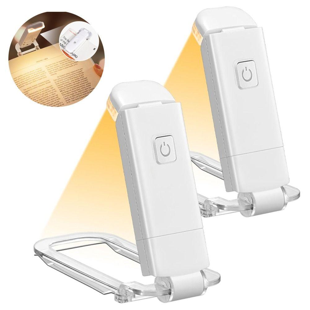 USB Rechargeable Night Light Clip 3 Light Colors Book Light Portable Night Lamp