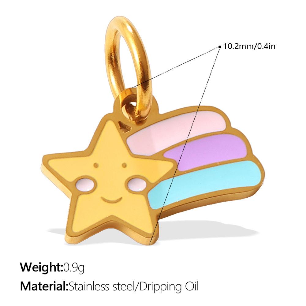 Cute Colorful Oil Dripping Small Pendant Multi-Style Cartoon Pendant Rainbow Smiley Face Love Diy Jewelry Accessories