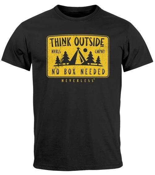 

Men s 100% Cotton T-shirt Mens Tees Top SpuchThink Outside Back Print Forest Outdoor Camping- M