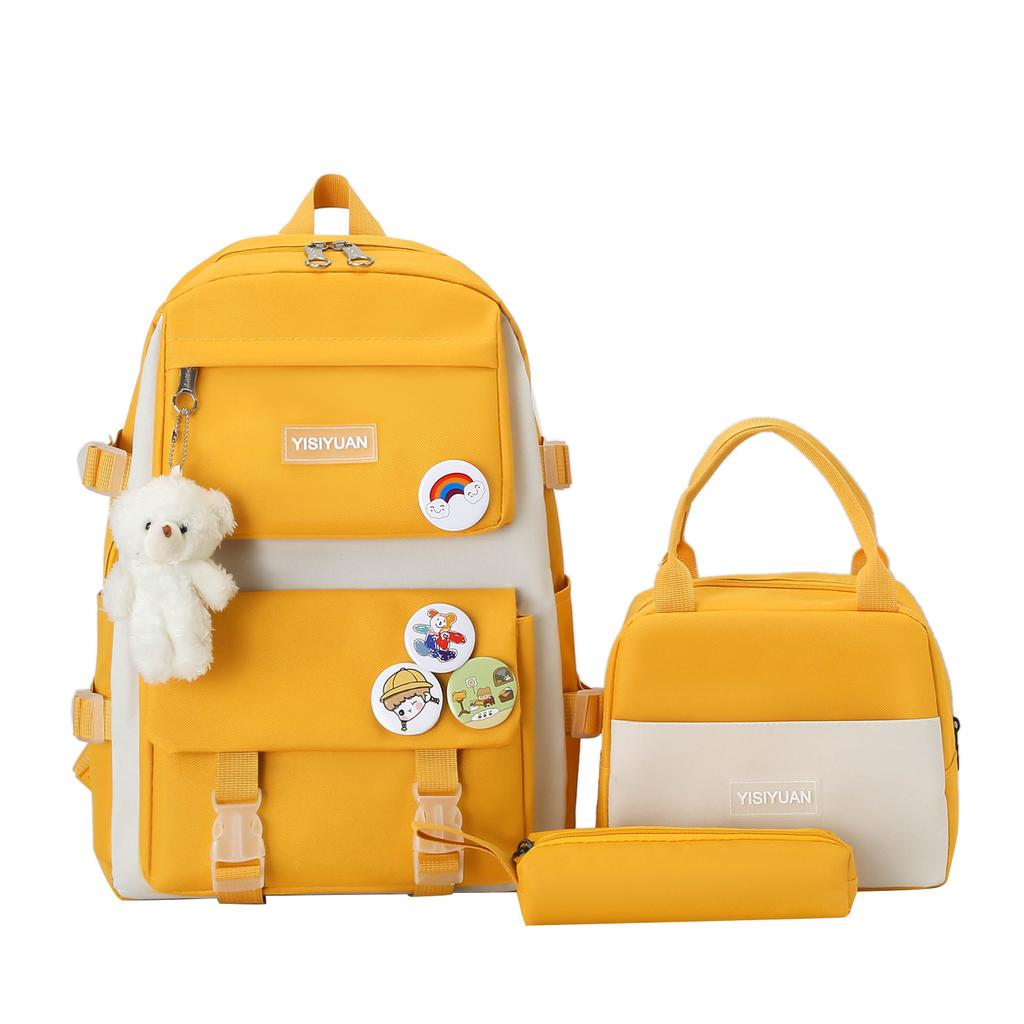 School Bag New School Bag Female Junior High School Students Primary School Students Large Capacity Backpack Backpack Thermal Insulation Lunch Box Bag