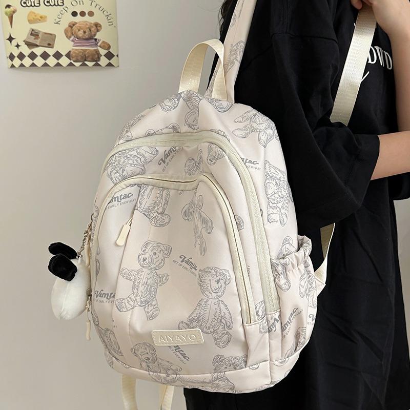 School bag cute little backpack girl fashion bear print backpack small leisure travel small school bag student make-up bag