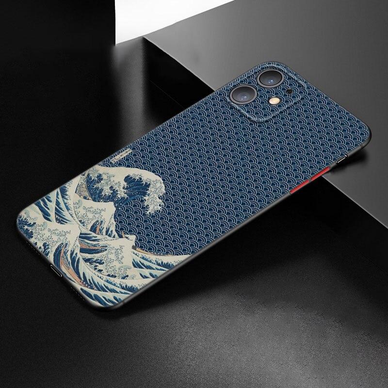 Japanese Wave Anime Dragon Phone Case For Apple iPhone 12 13 Mini 11 Pro Max XR X XS MAX 8 7 6S 6 Plus SE 5S 5 2020 Black Cover