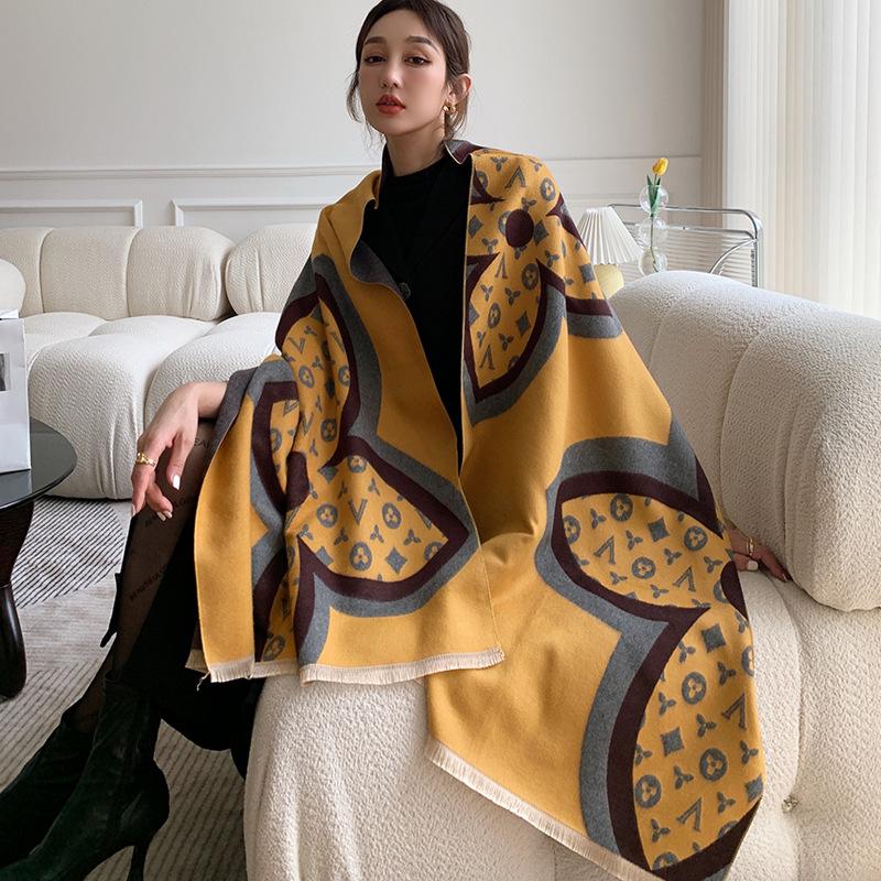 65 * 190cm Autumn And Winter New Women'S Solid Color Versatile Simple Tassel Imitation Cashmere Double-Sided Scarf Warm Scarf Atmosphere Shawl