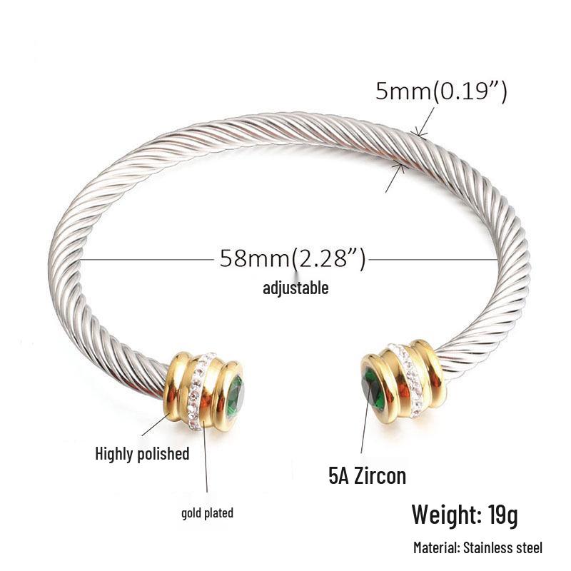 European & American 18K Gold-Plated Stainless Steel Bracelet with Zirconia