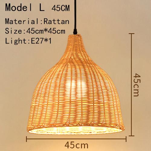 Lampă suspendată din ratan, lemn de bambus, personalitate creativă, tricotată manual, simplă, pentru living, din bambus