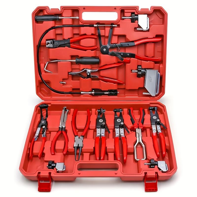 Набор из 16 хомутов для шлангов, Набор хомутов для шлангов с длинной ручкой, Подходит для топливных, масляных, водяных шлангов и автомобильных инструментов