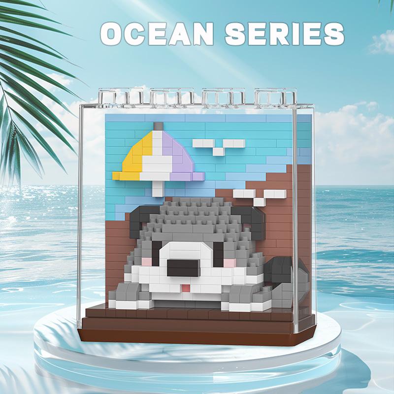 Cartoon Doll Ocean Creatures Series Puzzle Assembly Microparticle Building Blocks Male And Female Birthday Gifts