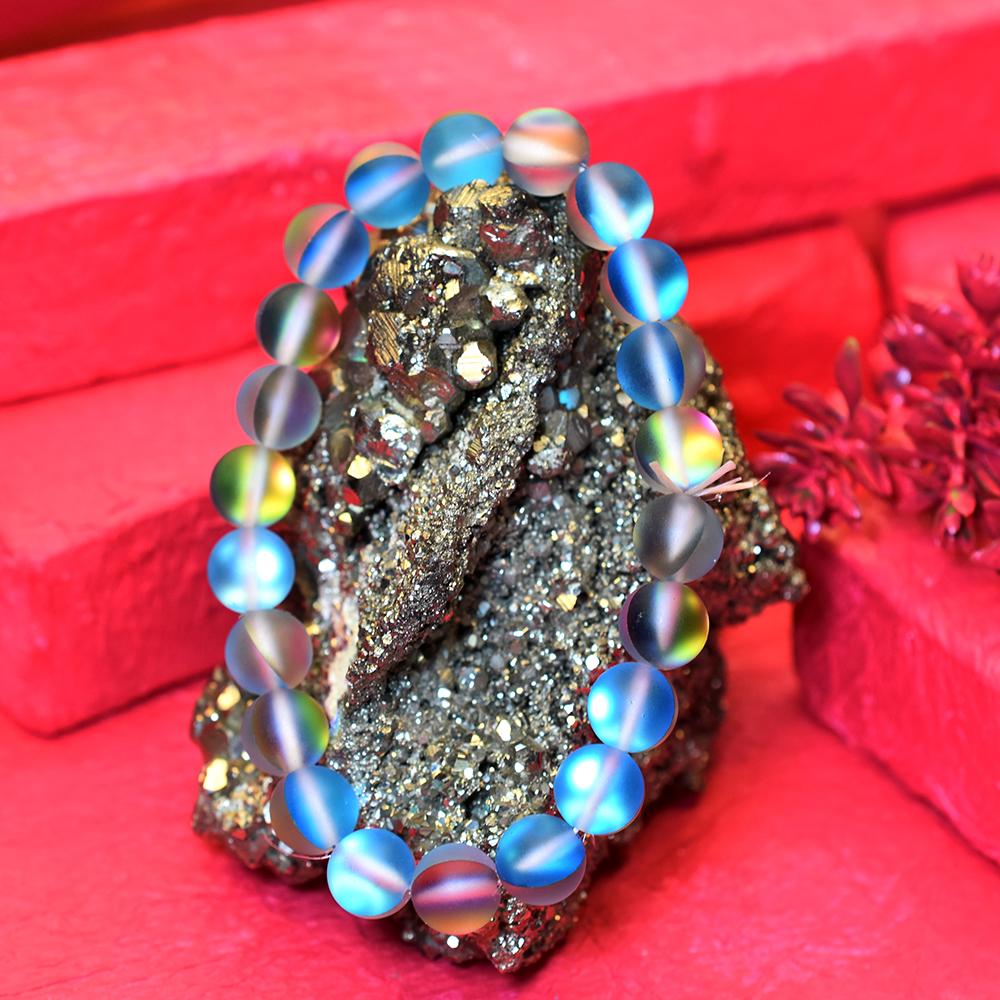 Certified 86.7 Ct Natural Aura Quartz Bracelet 22 Round Beads Party Wear Jewelry My-431-sa