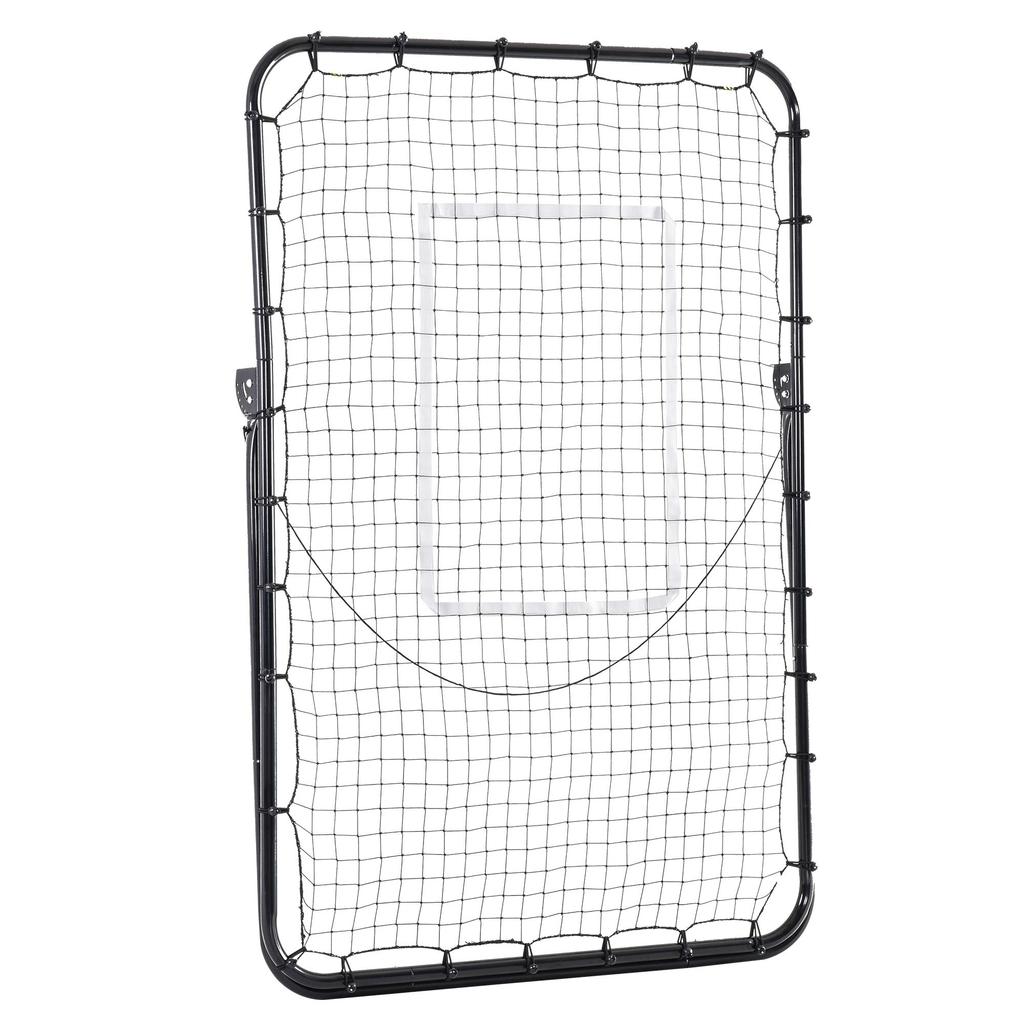 Foldable Football Rebounder Net, with Adjustable Angles - Black