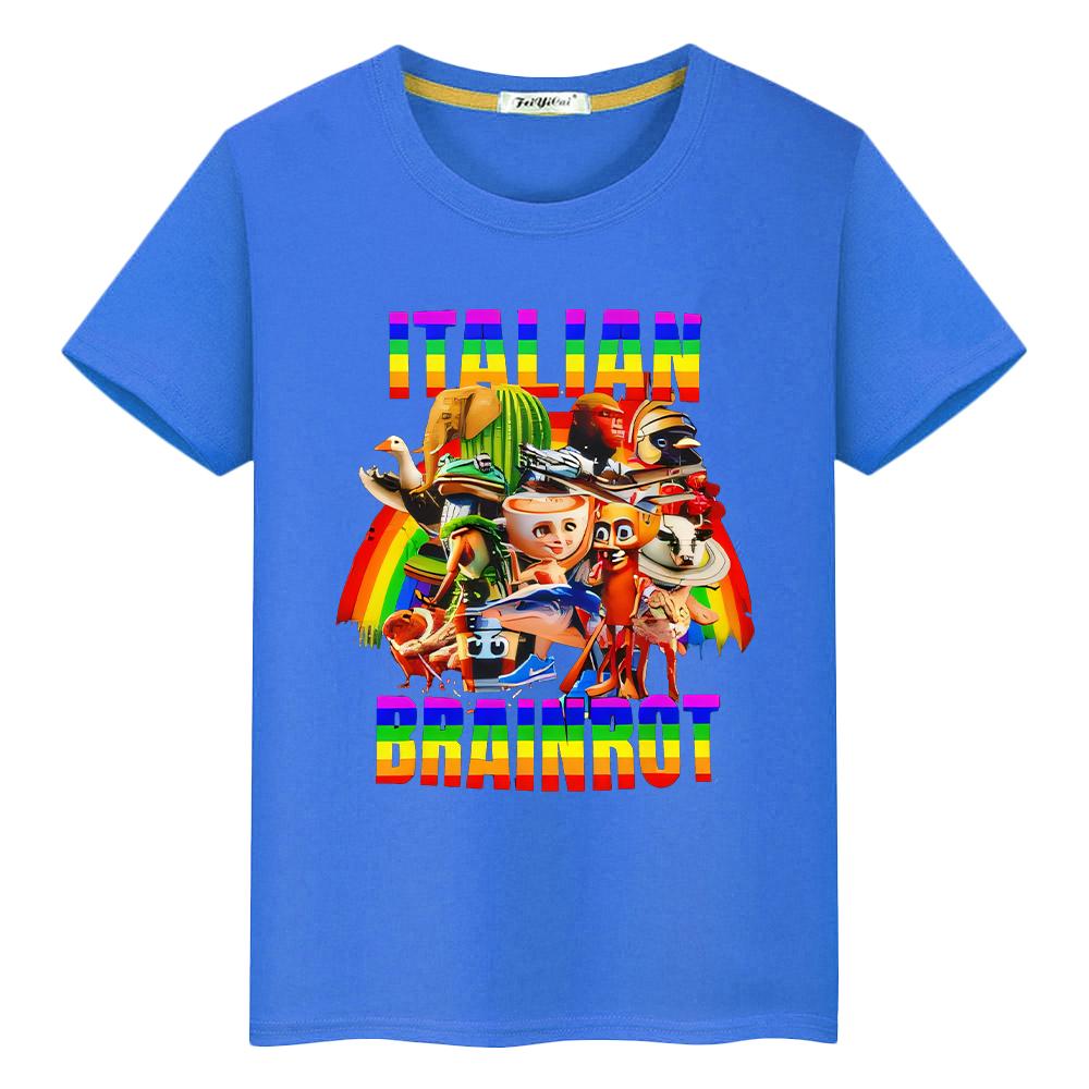 Italian Brainrot T Shirt for Kids Boy 10years  Print  100%Cotton Cartoon Tees Short  Anime Tops Y2k One Piece Kids Clothes Girls