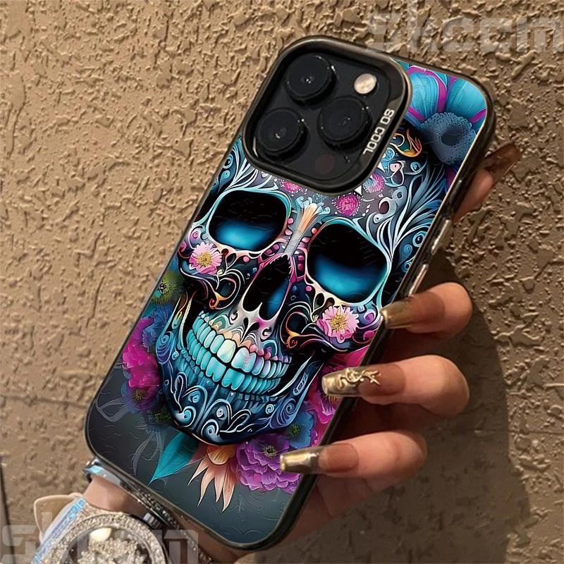 Halloween Colorful Skull Pumpkin Ghost Bat Pattern Phone Case For iPhone 17 16 Pro Max 15 Pro 14 13 12 11 7 8 Plus X XS XR Cover