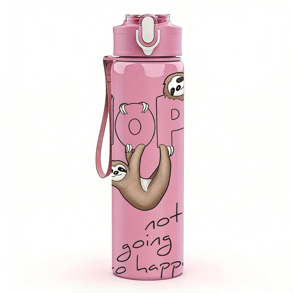 1PC Sloth Nope Slogan Graphic,750ml Color Plastic Sports Water Bottle,Leakproof Flip Straw Lid,Suitable for Sports Office Home Use
