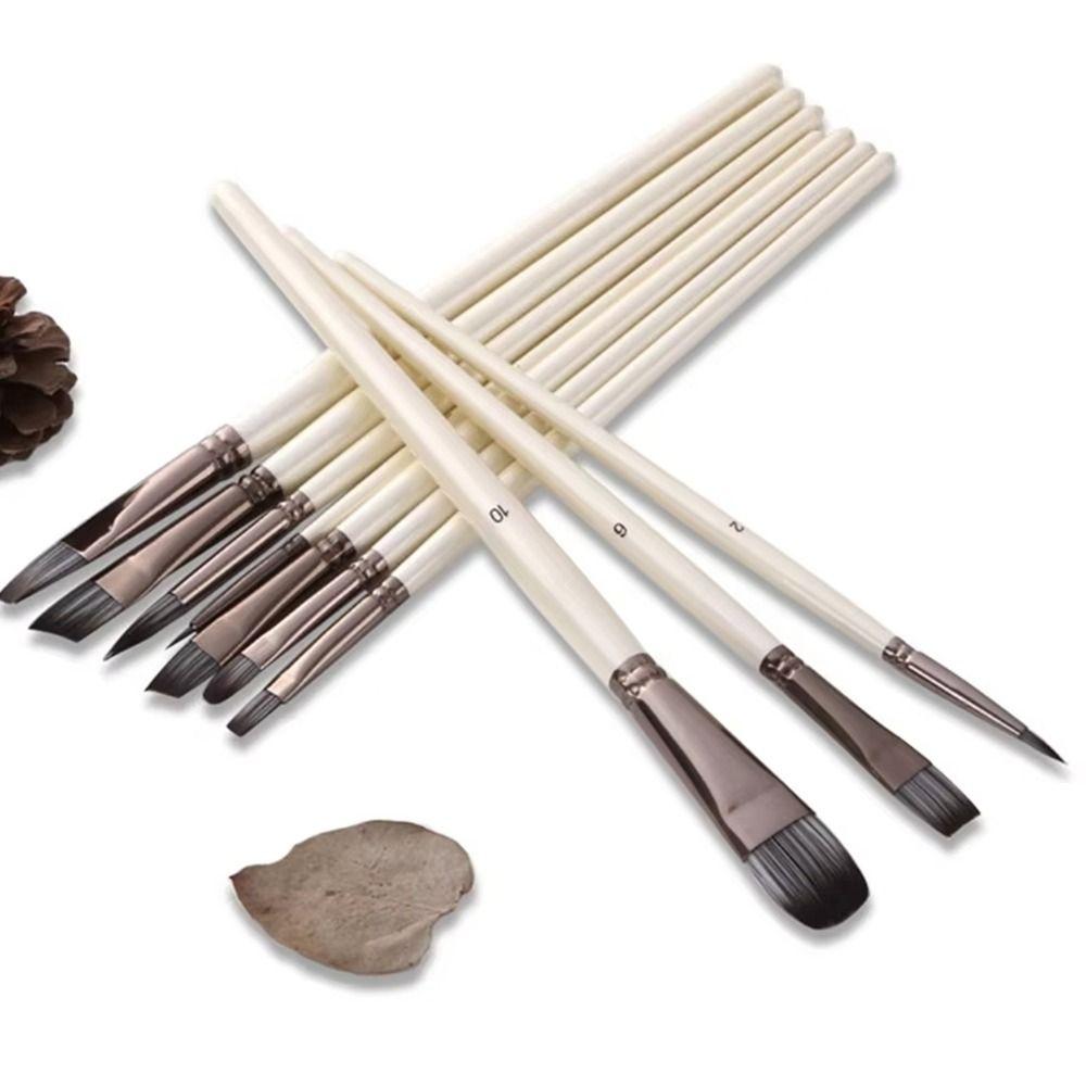 10Pcs/Set Nylon Paint Brushes Watercolor Miniature Art Drawing Kit  for Acrylic Oil Painting