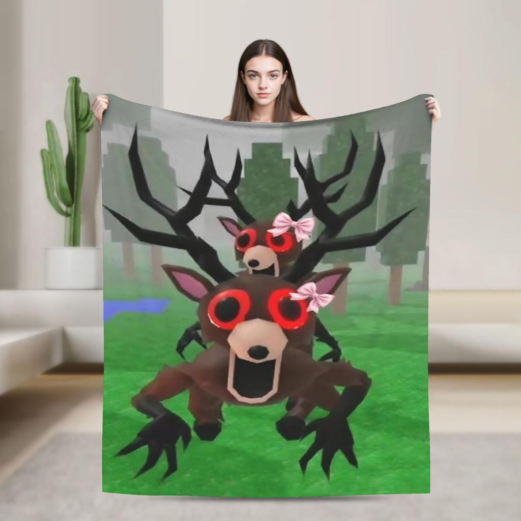9-9 Nights in the Forest Blankets Deer Game Flannel Funny Soft Throw Blanket for Home Textile Decor