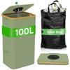 Bamboo & Oxford Cloth Bottle Recycling Bin - 100L Large Capacity Storage Basket