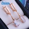 LSOOYH Rose Gold Barva Módní náušnice s kubickým zirkonem Svatební šperky Elegantní dárky pro ženy