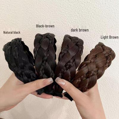 2024 Women's Wide-Brimmed Fishtail Braid Hairband & Cover - White Hair Accessory for a Youthful Look