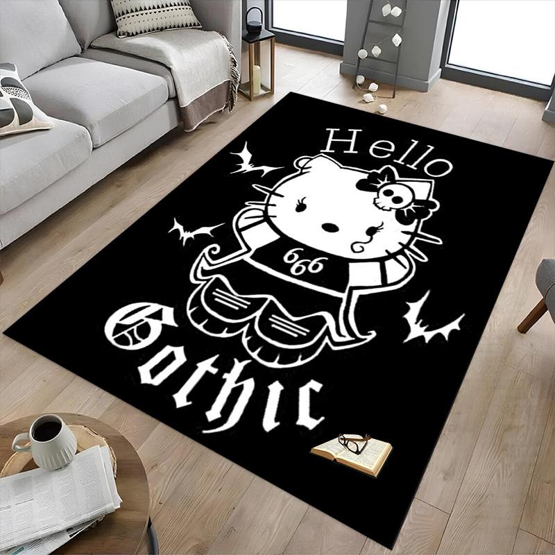 1pc Hello Kitty Gothic Home Office, Durable Polyester Floor Mat with Easy, Office Decor, Urban Style, Nonslip Backing, Highquality Fabric