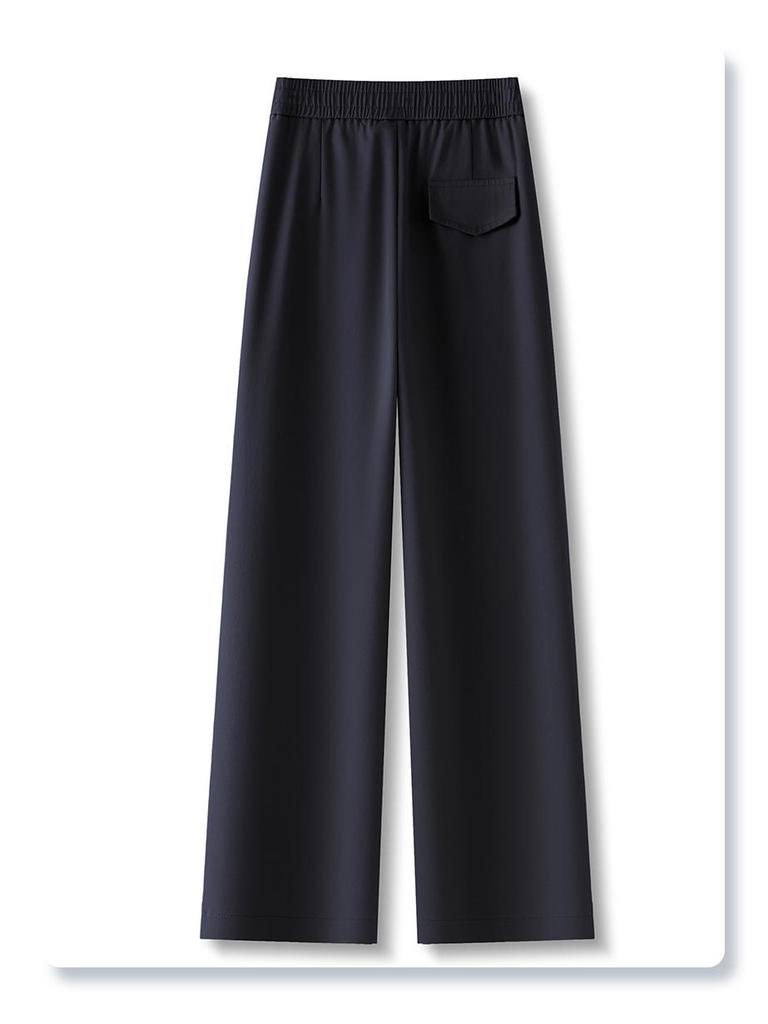 Khaki High-Waist Slimming Wide-Leg Pants - Spring 2025: Stylish Draping Casual Fit
