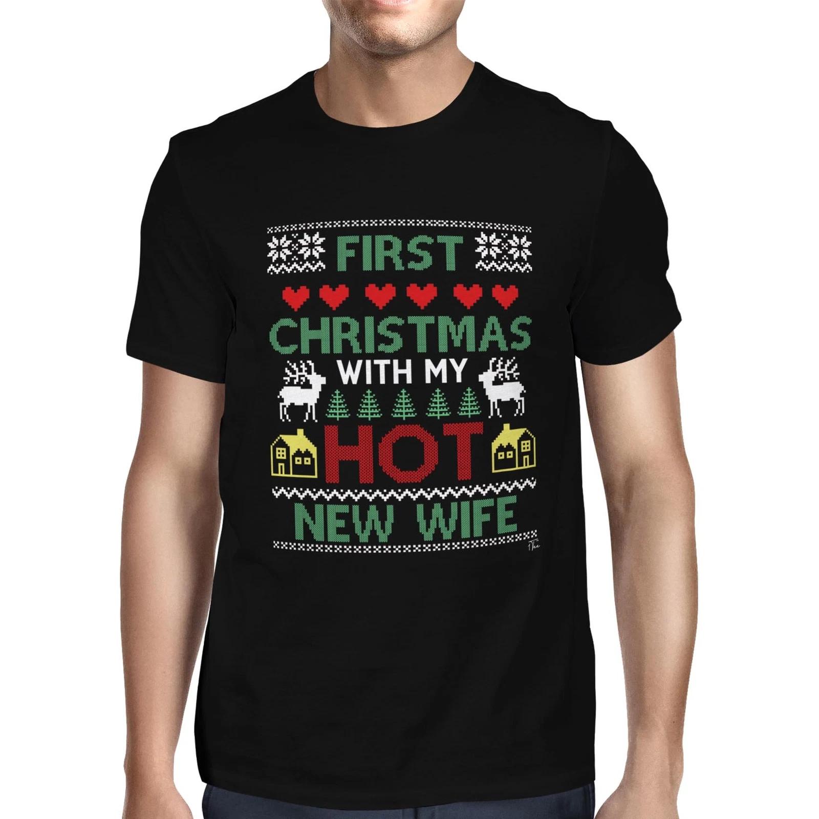 1Tee Mens The First Christmas with my Hot New Wife! T-Shirt XL