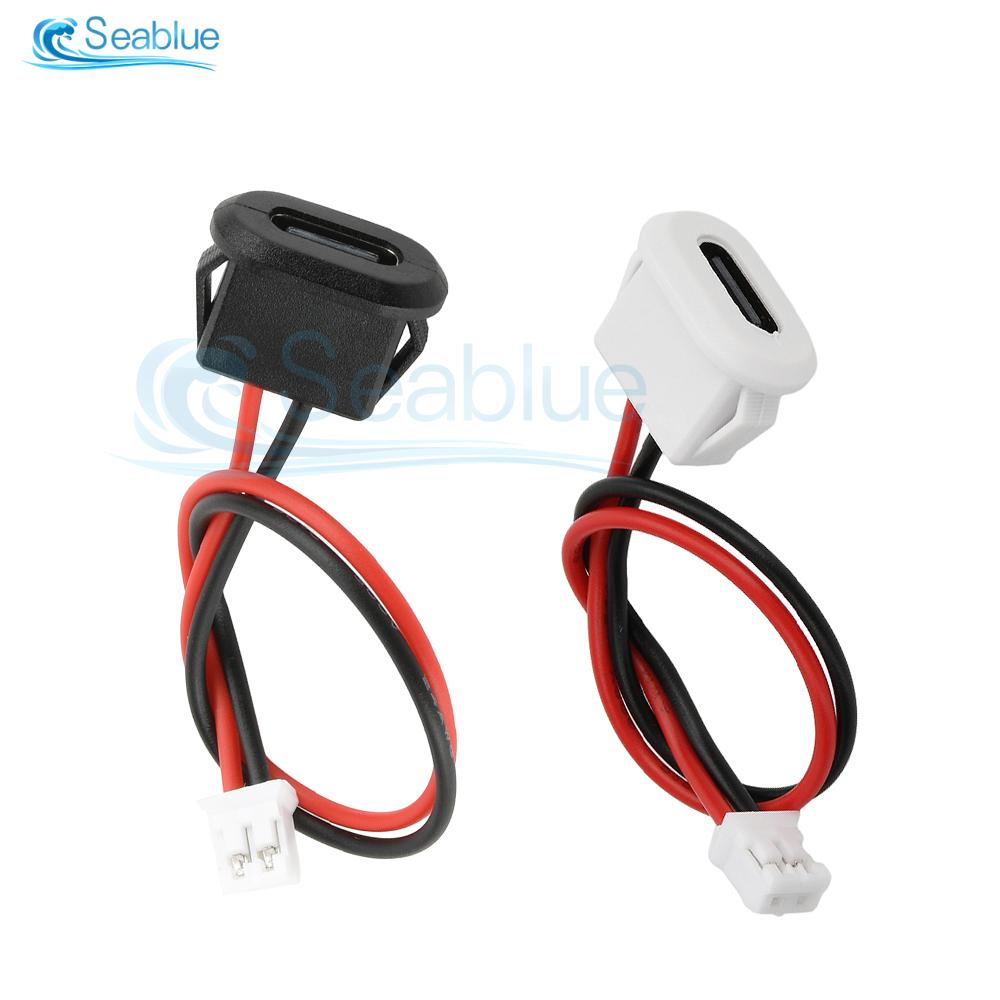10Pcs USB Type C 2pin Connector Jack Female Type-C With card buckle DC 30V 3A Fast Charging Jack Port USB-C Charger Plug Socket
