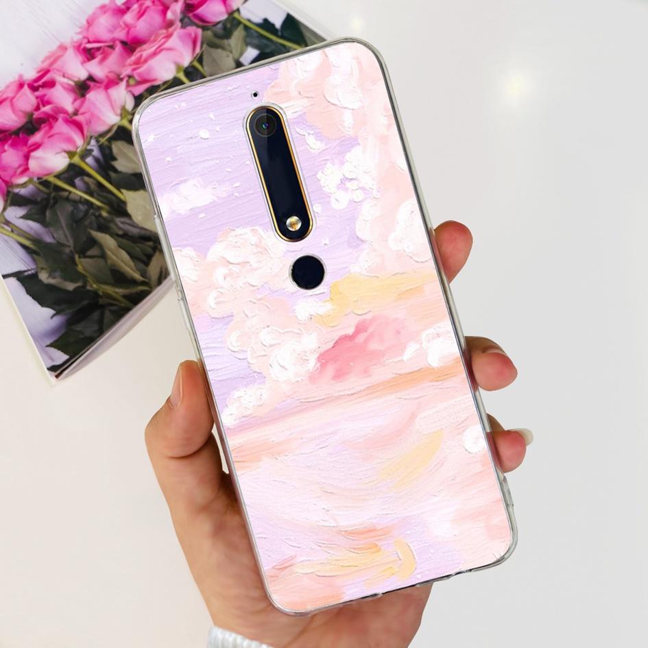 For Nokia 6 2018 Case Fashion Flower Soft Silicone Bumper For Nokia 6.1 Cover TA-1043 TA-1045 TA-1054 TA-1050 TA-1068 Phone Case