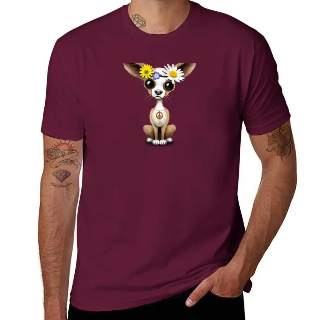 Cute Chihuahua Puppy Hippie T-Shirt anime clothes cute clothes vintage mens graphic t-shirts hip hop